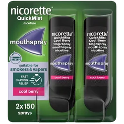 Nicorette® QuickMist Cool Berry 1mg/Spray Mouth Spray Nicotine-Duo-2 x 150 Sprays (Stop Smoking Aid)