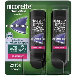 Nicorette® QuickMist Cool Berry 1mg/Spray Mouth Spray Nicotine-Duo-2 x 150 Sprays (Stop Smoking Aid)