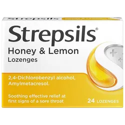 Strepsils Lozenges Sore Throat Pain Relief Honey & Lemon Pack of 24