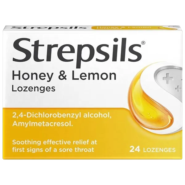 Strepsils Lozenges Sore Throat Pain Relief Honey & Lemon Pack of 24
