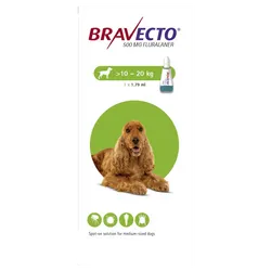 Bravecto 500mg Spot-On Solution for Dogs 10 - 20kg (Single Dose)