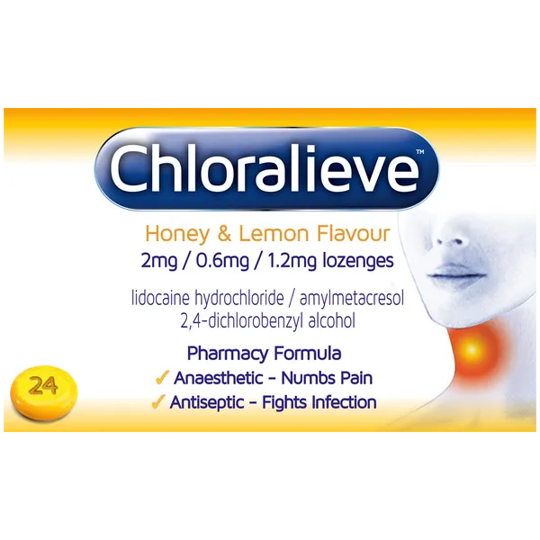 Chloralieve Honey & Lemon Lozenges Pack of 24