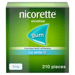 Nicorette® Icy White 2mg Gum Nicotine 210 Pieces (Stop Smoking Aid)