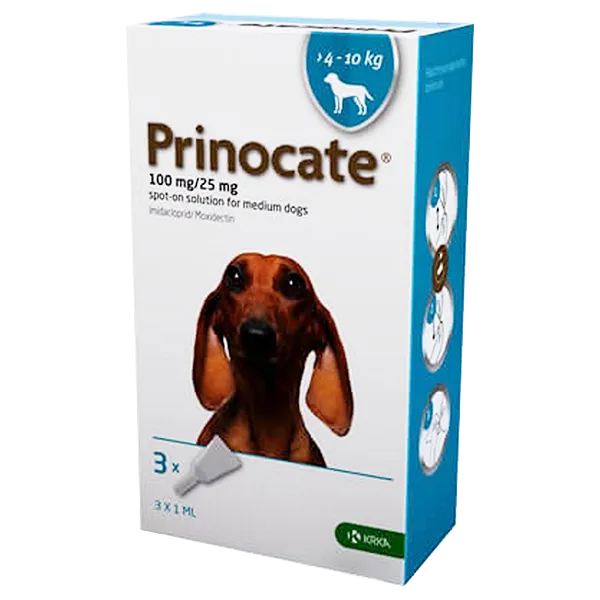 Prinocate Spot-on-Solution Medium Dog 100/25mg (4 – 10kg) Pack of 3