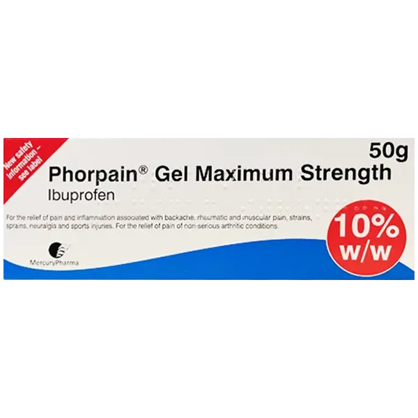 Phorpain Maximum Strength Ibuprofen 10% Gel 50g