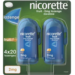 Nicorette® Fruit 2mg Lozenge Nicotine 4 x 20 Lozenges (Stop Smoking Aid)
