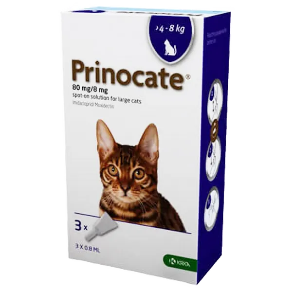 Prinocate Spot-on-Solution Large Cat 80/8mg (4 – 8kg) Pack of 3