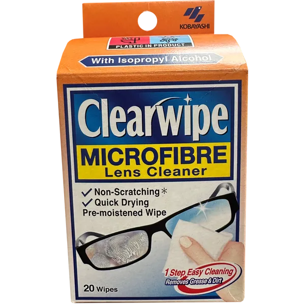 Clearwipe Microfibre Lens Cleaner Wipes Pack of 20