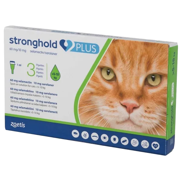 Stronghold Plus Large Cat 5 - 10kg 1ml Pipettes Pack of 3