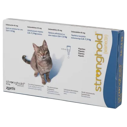 Stronghold Spot-On Solution for Cats 2.6 - 7.5kg 45mg Pipettes Pack of 6