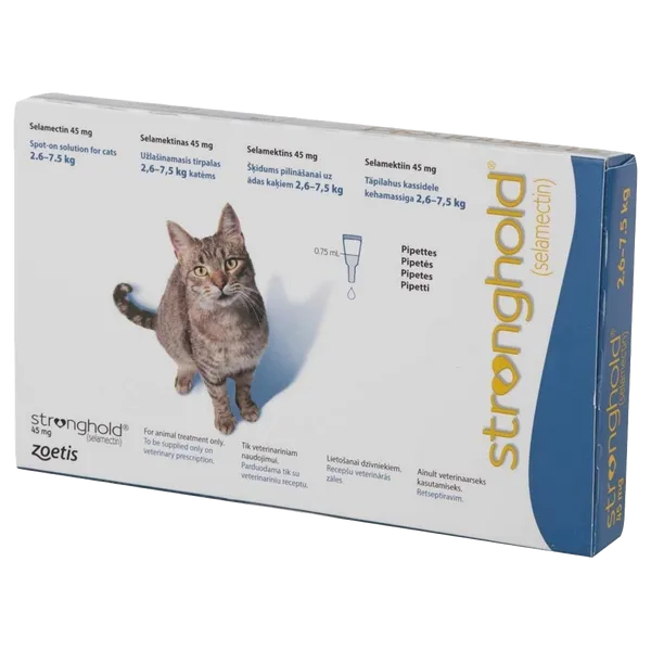 Stronghold Spot-On Solution for Cats 2.6 - 7.5kg 45mg Pipettes Pack of 6