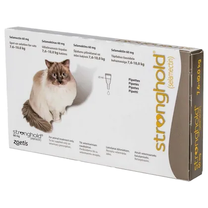 Stronghold Spot-On Solution for Cats 7.6 - 10kg 60mg Pipettes Pack of 3
