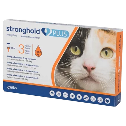 Stronghold Plus Cat 2.5 - 5kg 0.5ml Pipettes Pack of 6