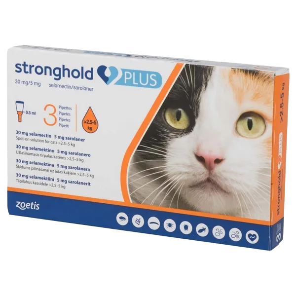 Stronghold Plus Cat 2.5 - 5kg 0.5ml Pipettes Pack of 6