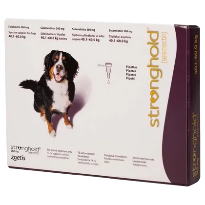 Stronghold Spot-On Solution for Dogs 40.1 - 60kg 360mg Pipettes Pack of 3
