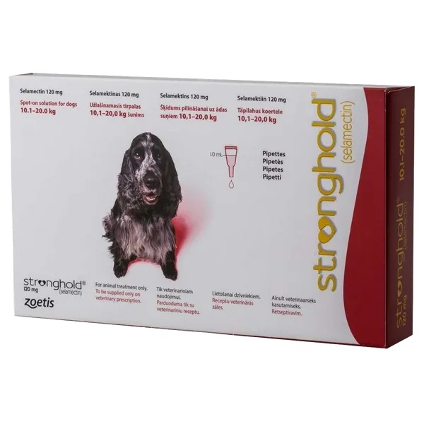 Stronghold Spot-On Solution for Dogs 10.1 - 20kg 120mg Pipettes Pack of 3