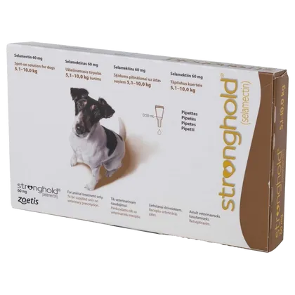 Stronghold Spot-On Solution for Dogs 5.1 - 10kg 60mg Pipettes Pack of 6