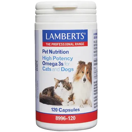 Lamberts Pet Nutrition Omega 3 Capsules for Cats and Dogs Pack of 120