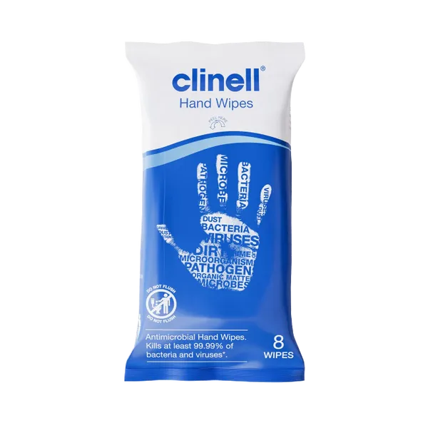 Clinell Antimicrobial Hand Wipes Pack of 8