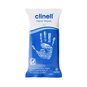 Clinell Antimicrobial Hand Wipes Pack of 8