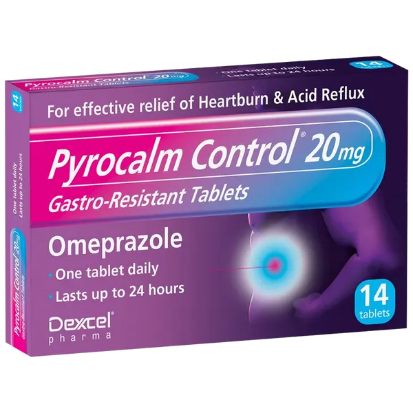 Pyrocalm Control Omeprazole 20mg Gastro-Resistant Tablets Pack of 14