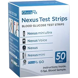 GlucoRx Nexus Blood Glucose Test Strips Pack of 50