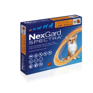 NexGard Spectra for Extra Small Dogs (1.35-3.5kg) - 3 Chewable Tablets