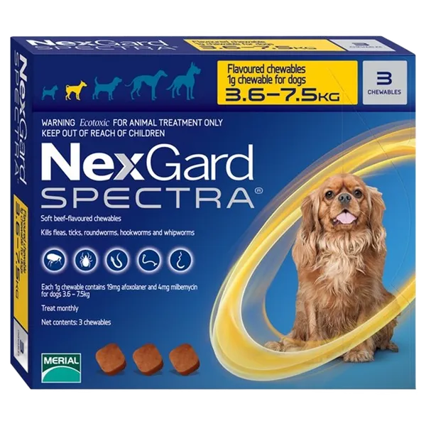 NexGard Spectra Small Dog 3.5 - 7.5kg Tablets Pack of 3