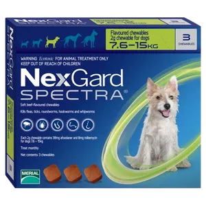 NexGard Spectra for Medium Dogs (7.5-15kg) - 3 Chewable Tablets
