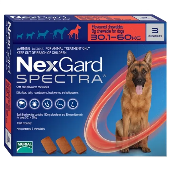 NexGard Spectra Extra Large Dog 30 - 60kg Tablets Pack of 3