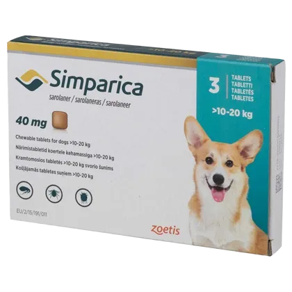 Simparica Chewable Tablets 40mg Pack of 3 (10-20kg)