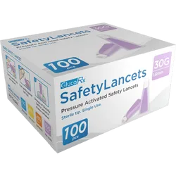 GlucoRx Safety Lancets 30G 1.6mm Pack of 100