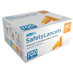 GlucoRx Safety Lancets 28G 1.8mm Pack of 100