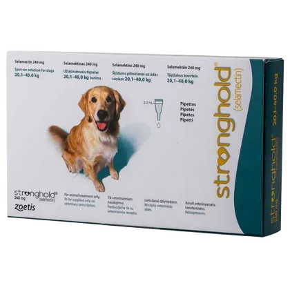 Stronghold Spot-On Solution for Dogs 20.1 - 40kg 240mg Pipettes Pack of 3