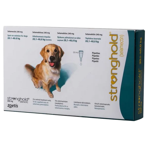 Stronghold Spot-On Solution for Dogs 20.1 - 40kg 240mg Pipettes Pack of 3