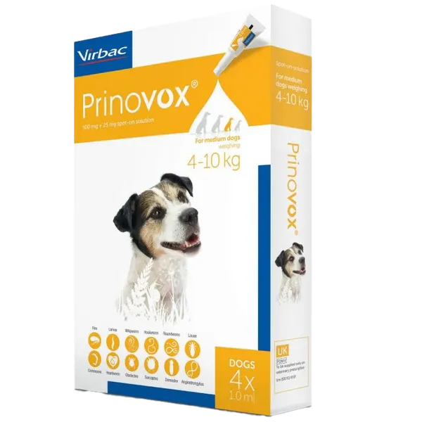 Prinovox Spot-On Medium Dog 4 – 10kg Pack of 4
