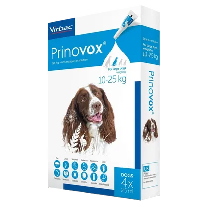 Prinovox Spot-On Large Dog 10 – 25kg Pack of 4