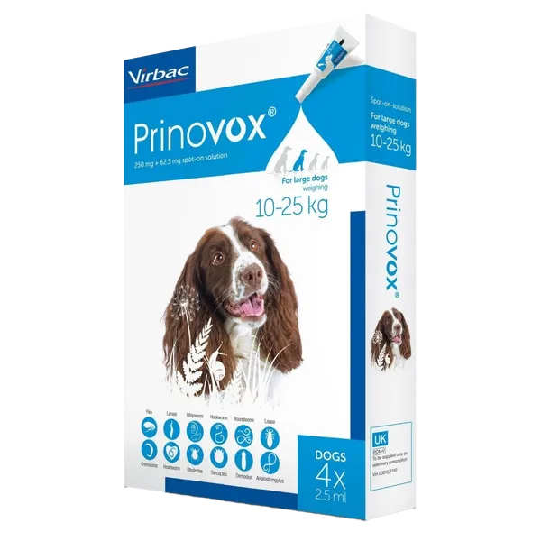 Prinovox Spot-On Large Dog 10 – 25kg Pack of 4