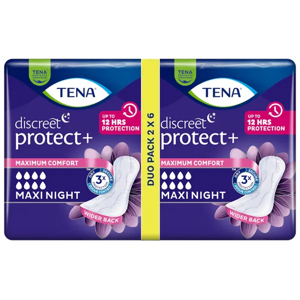 TENA Discreet Protect+ Maxi Night Duo Pack of 6 (12)