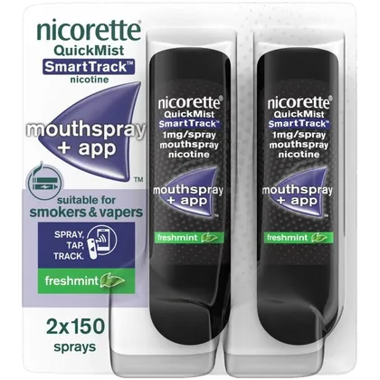 Nicorette® QuickMist SmartTrack 1mg/Spray Mouthspray Nicotine Freshmint 2 x 150 Spray (Stop Smoking Aid)