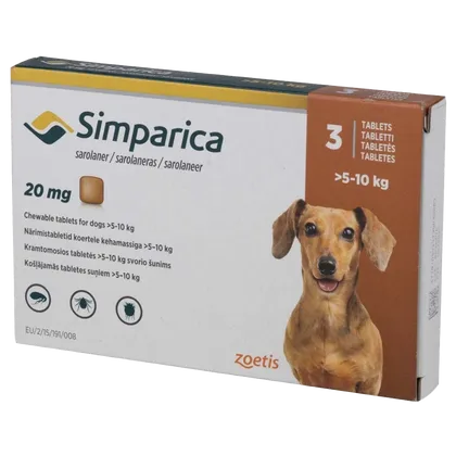Simparica Chewable Tablets 20mg Pack of 3 (5-10kg)