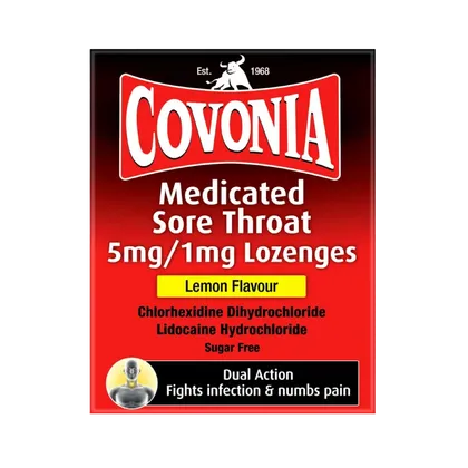 Covonia Medicated Sore Throat Lozenges Lemon Pack of 36