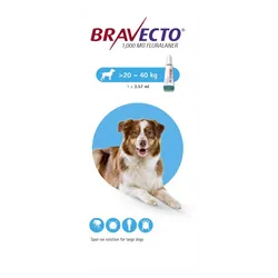 Bravecto 1000mg Spot-on Solution for Large Dogs 20 - 40kg (Single Dose)