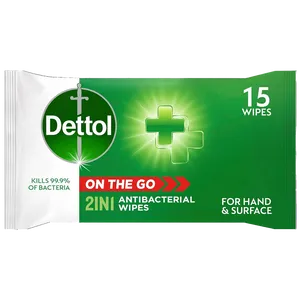 Dettol On The Go 2-in-1 Antibacterial Wipes Pack of 15