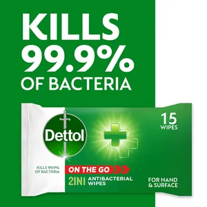 Dettol On The Go 2-in-1 Antibacterial Wipes Pack of 15