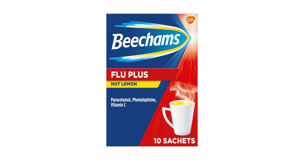 Beechams Flu Plus Hot Lemon Sachets Pack of 10