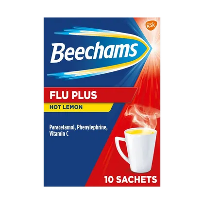 Beechams Flu Plus Hot Lemon Sachets Pack of 10