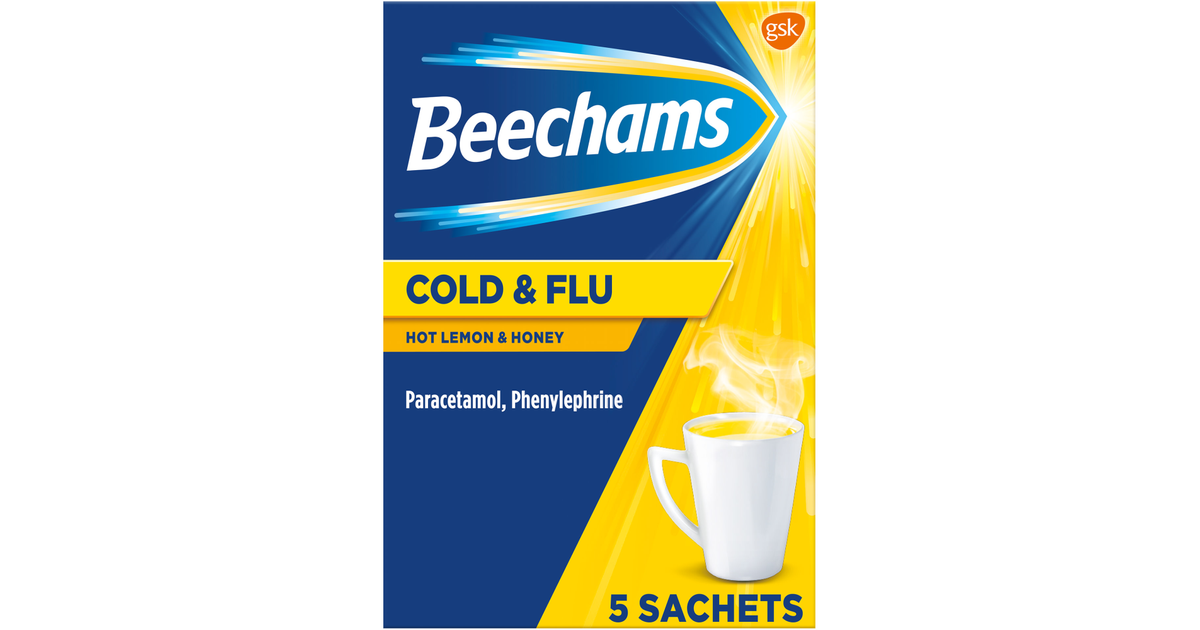 Beechams Cold & Flu Hot Lemon & Honey Sachets Pack of 5