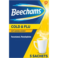 Beechams Cold & Flu Hot Lemon & Honey Sachets Pack of 5