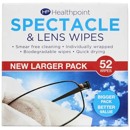 Healthpoint Spectacle & Lens Wipes Pack of 52